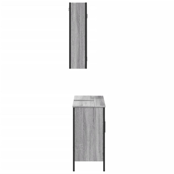 2 pcs conjunto móveis WC derivados de madeira sonoma cinza
