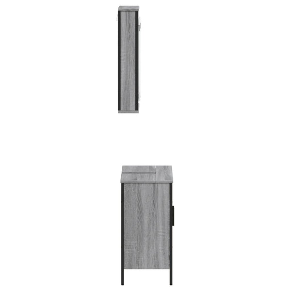 2 pcs conjunto móveis WC derivados de madeira sonoma cinza