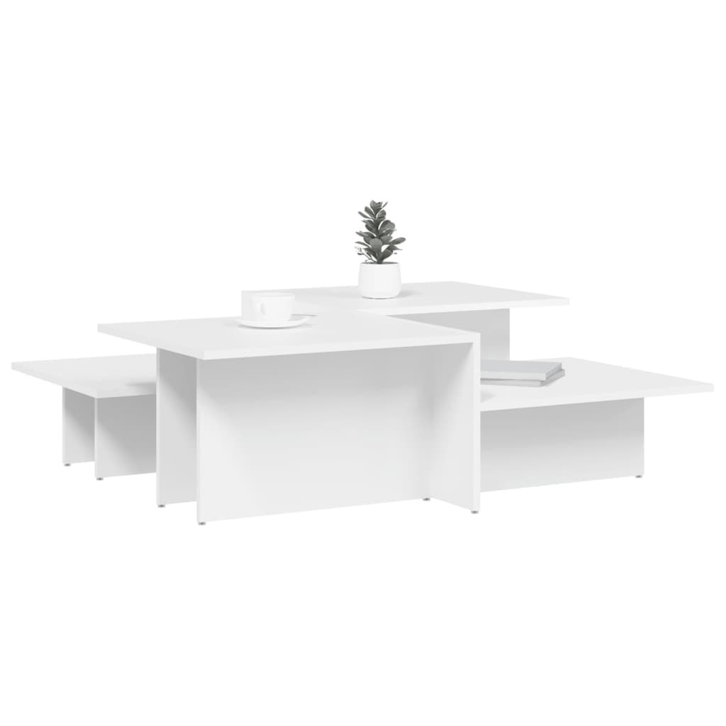 Mesas de centro 2 pcs derivados de madeira branco