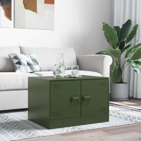 Mesa de centro 67x50x44 cm aço verde azeitona