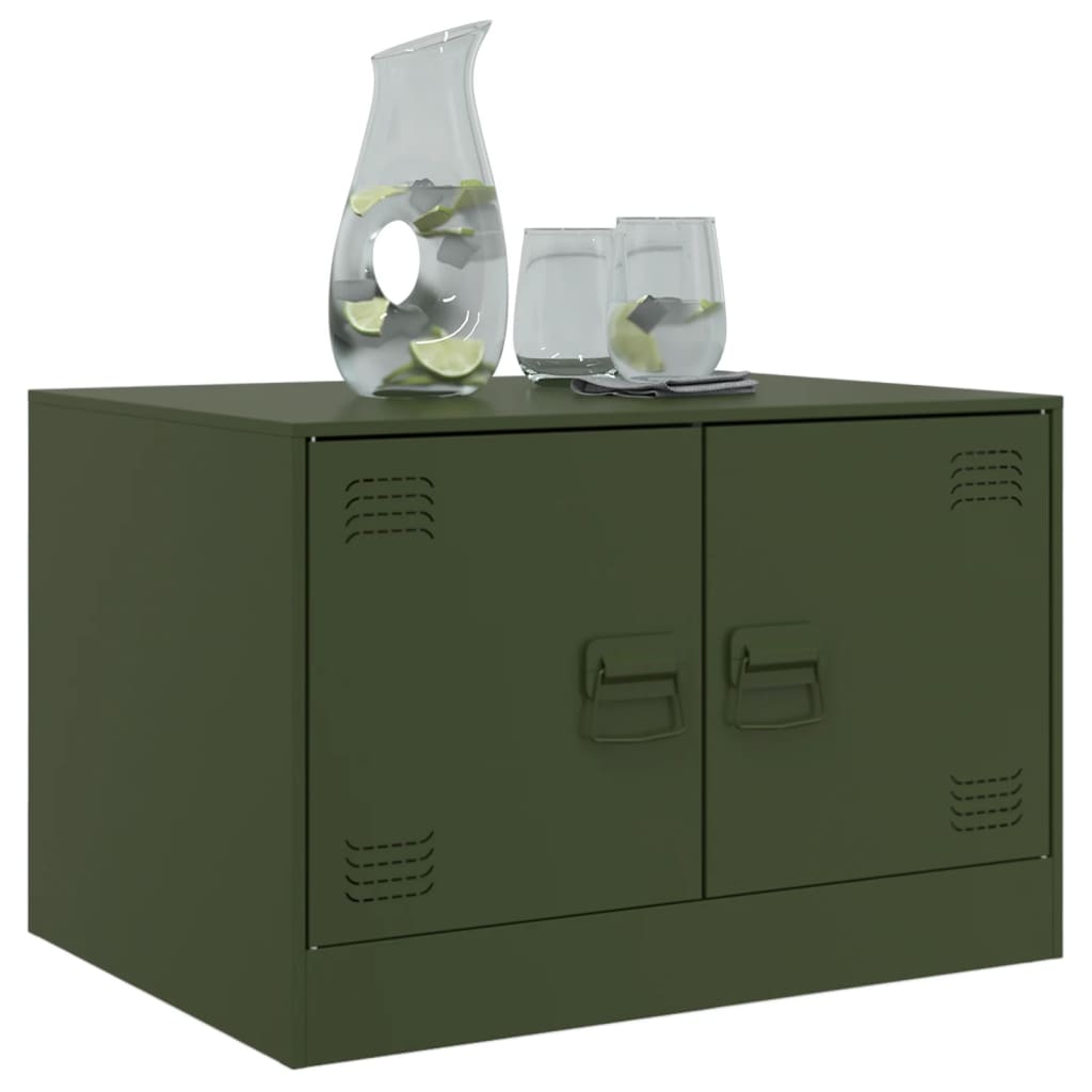 Mesa de centro 67x50x44 cm aço verde azeitona