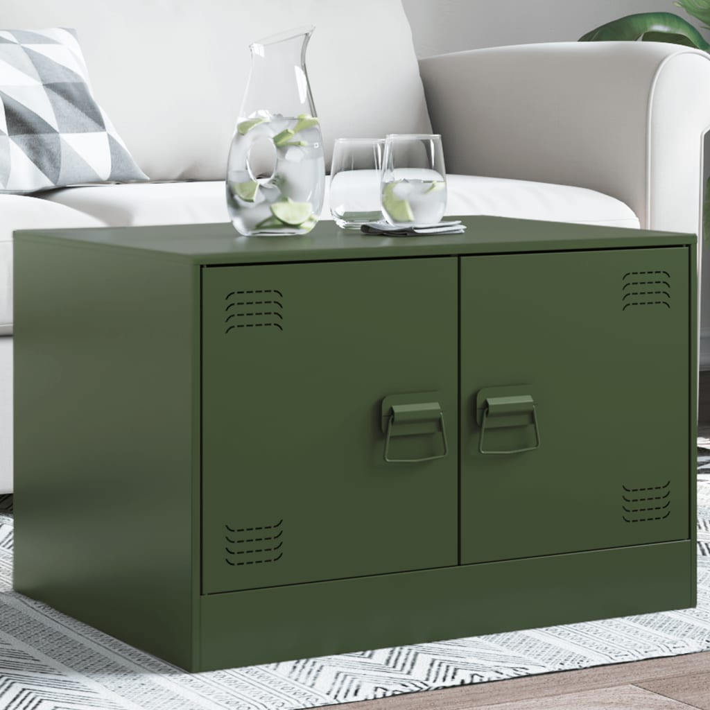 Mesa de centro 67x50x44 cm aço verde azeitona