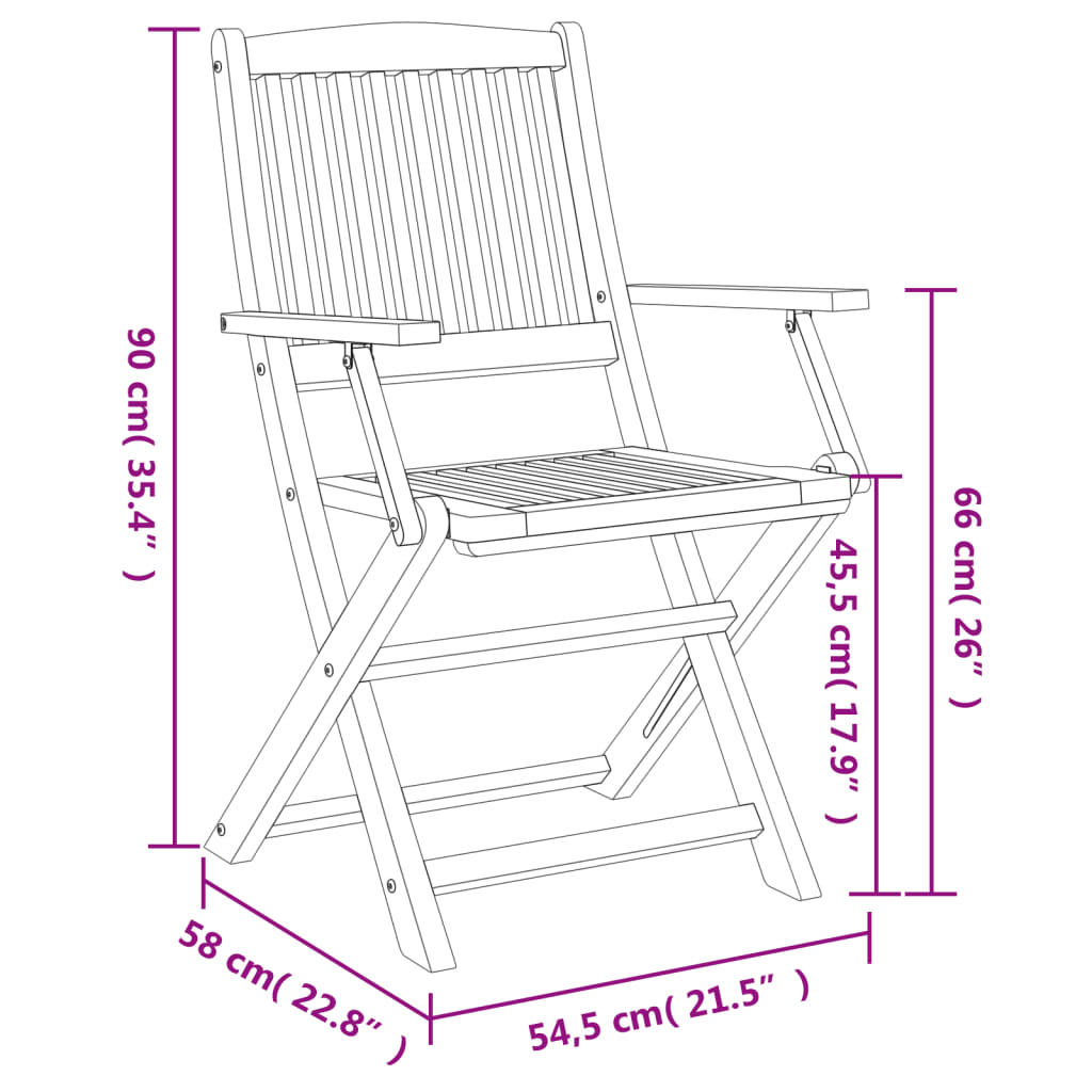 Cadeiras de jardim dobráveis 2 pcs 58x54,5x90 cm acácia maciça