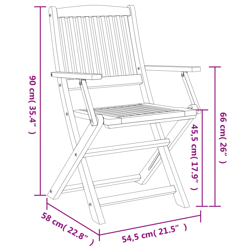 Cadeiras jardim dobráveis 4 pcs 57,5x54,5x90 cm acácia maciça