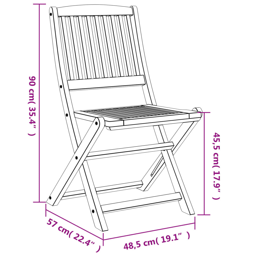 Cadeiras de jardim dobráveis 2 pcs 57x48,5x90 cm acácia maciça