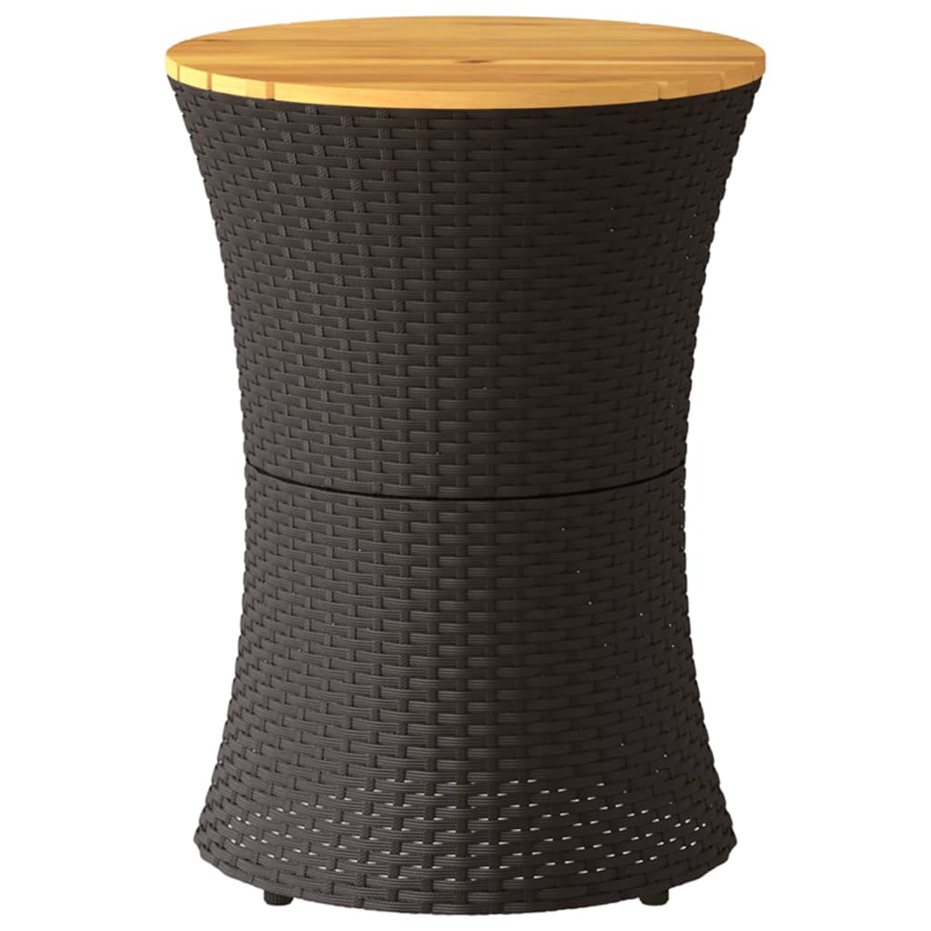 Mesa de apoio formato de djembé vime PE/madeira maciça preto