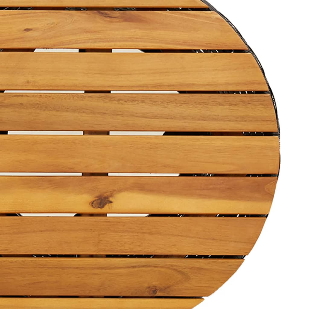 Mesa de apoio formato de djembé vime PE/madeira maciça preto
