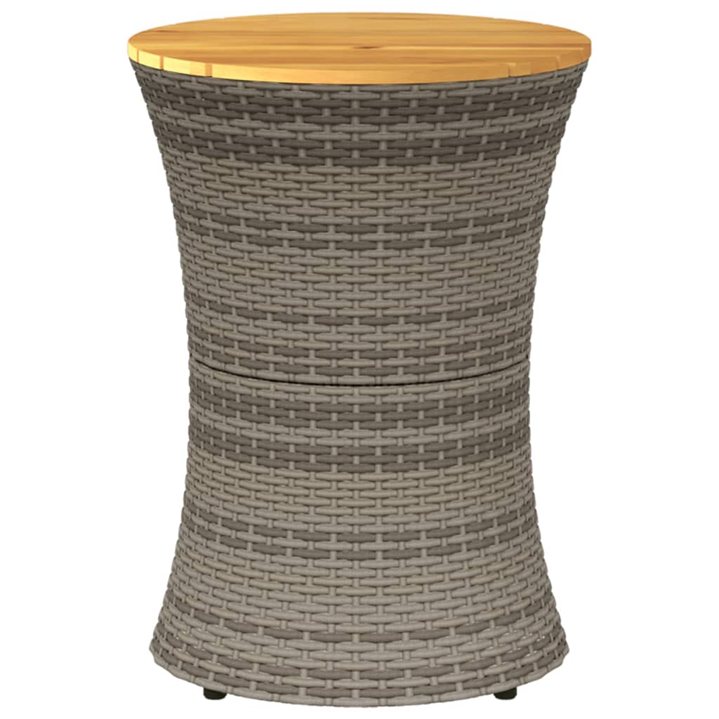 Mesa de apoio formato de djembé vime PE/madeira maciça cinza
