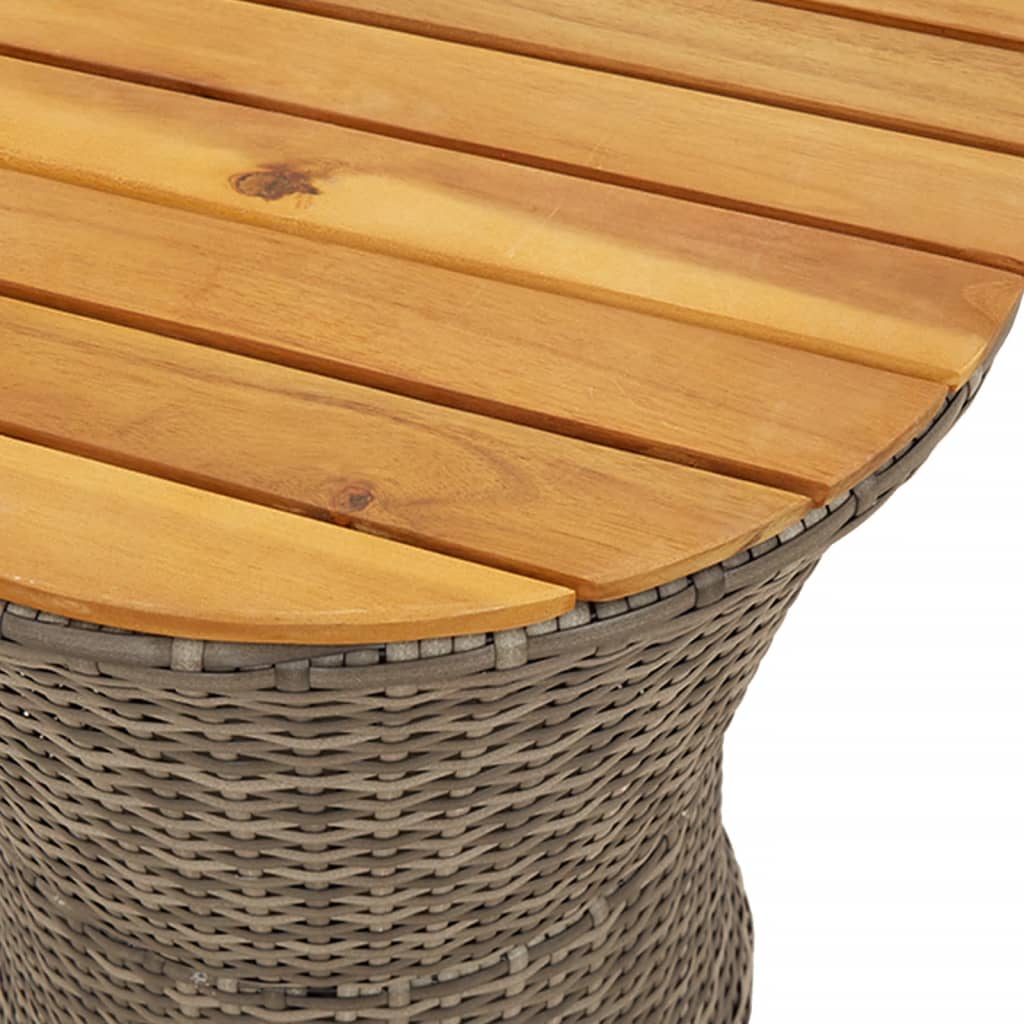 Mesa de apoio formato de djembé vime PE/madeira maciça cinza