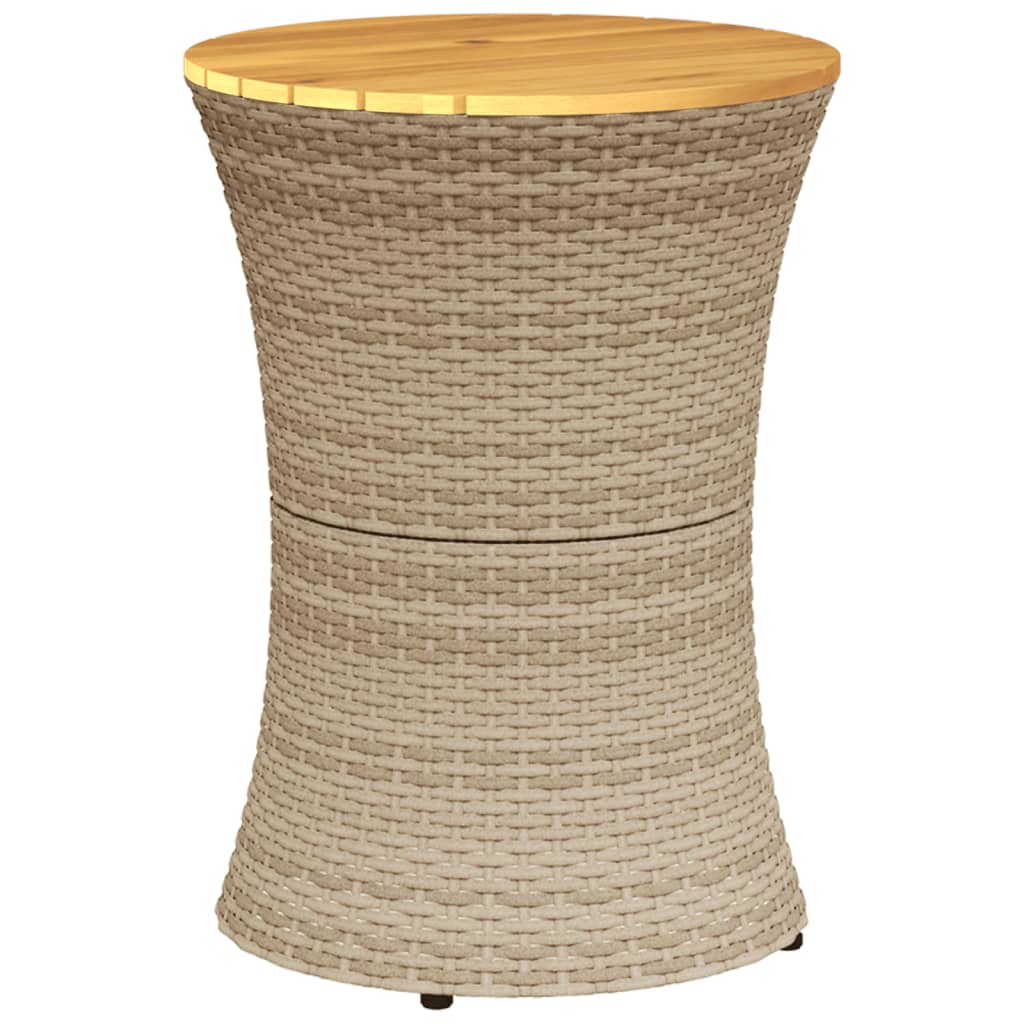 Mesa de apoio formato de djembé vime PE/madeira maciça bege