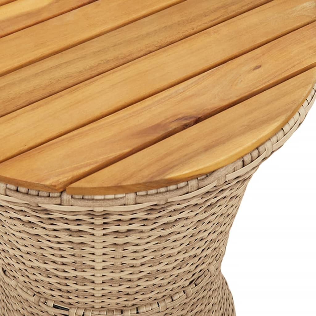 Mesa de apoio formato de djembé vime PE/madeira maciça bege