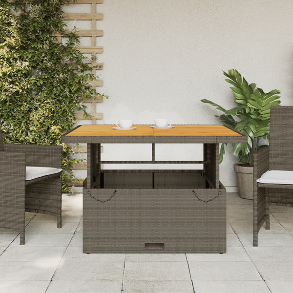 Mesa de jardim 110x110x71 cm vime PE e madeira de acácia cinza