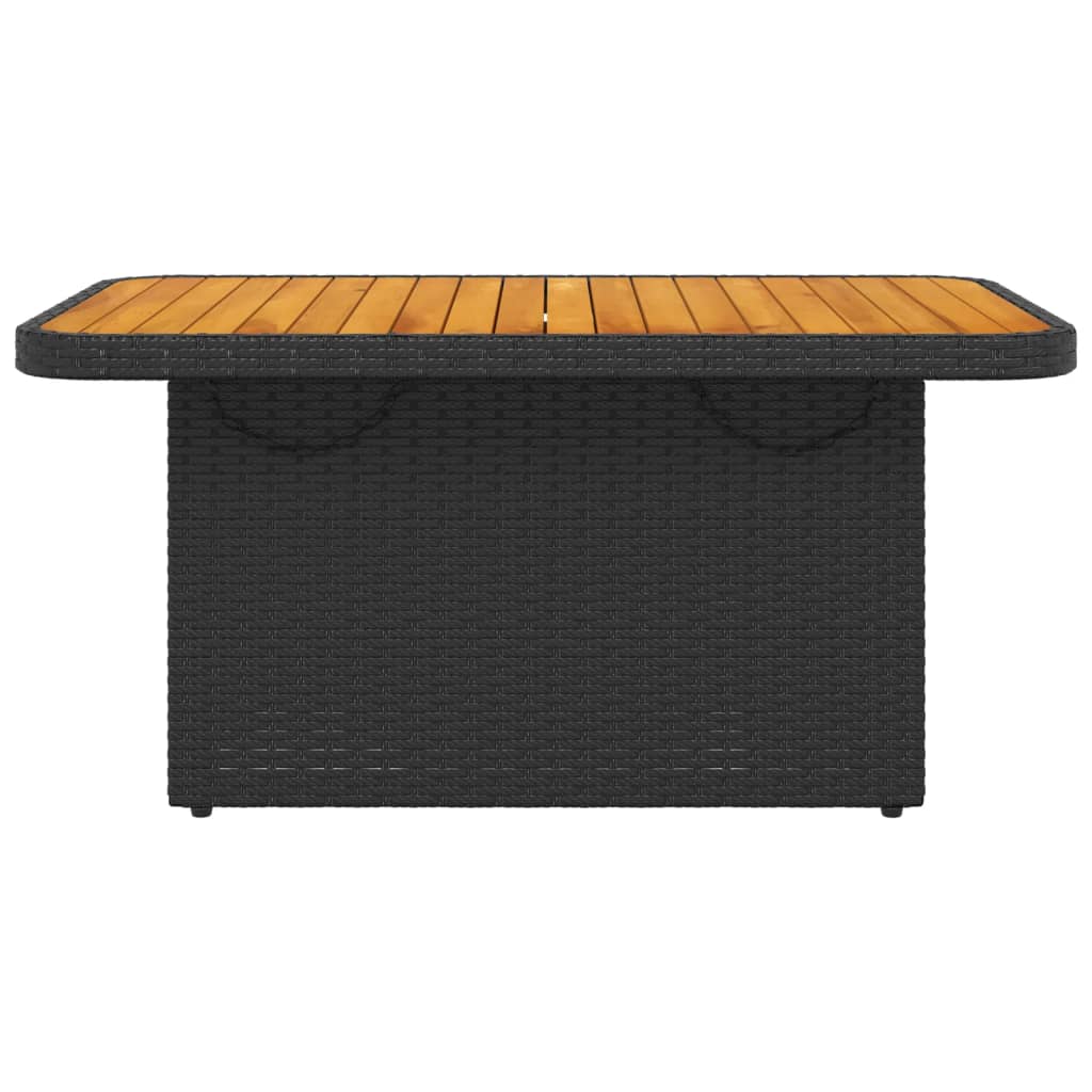 Mesa de jardim 90x55x71 cm vime PE e madeira de acácia preto