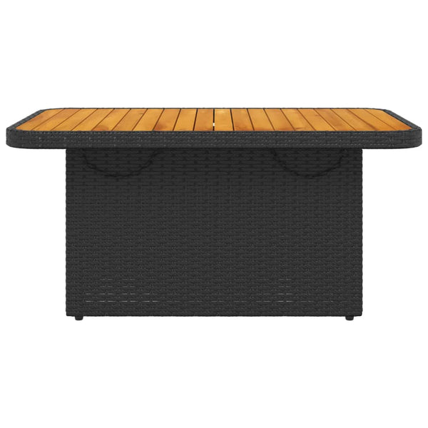 Mesa de jardim 90x55x71 cm vime PE e madeira de acácia preto