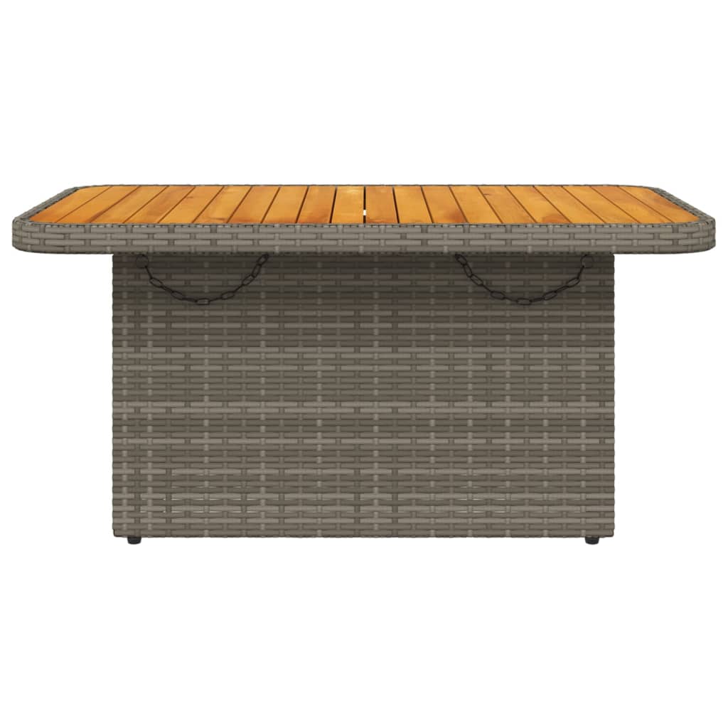 Mesa de jardim 90x55x71 cm vime PE e madeira de acácia cinzento