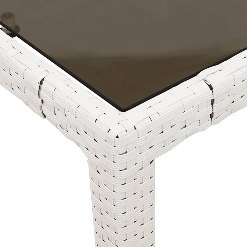 Mesa de jardim com tampo de vidro 90x90x75 cm vime PE branco