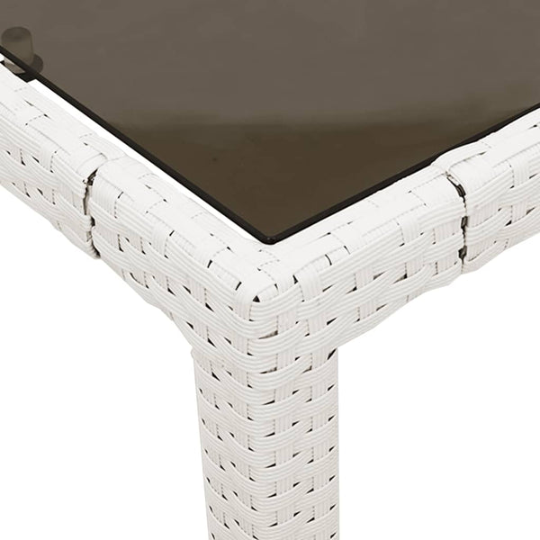 Mesa de jardim com tampo de vidro 90x90x75 cm vime PE branco