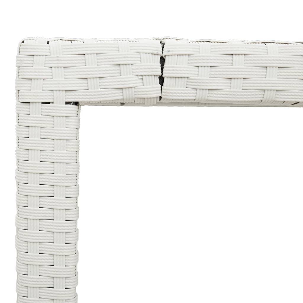 Mesa de jardim com tampo de vidro 90x90x75 cm vime PE branco