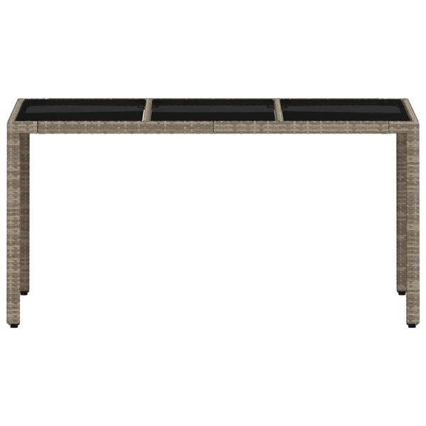 Mesa de jardim c/ tampo vidro 150x90x75 cm vime PE cinza-claro