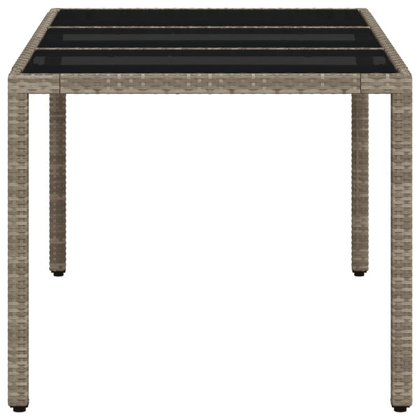 Mesa de jardim c/ tampo vidro 150x90x75 cm vime PE cinza-claro