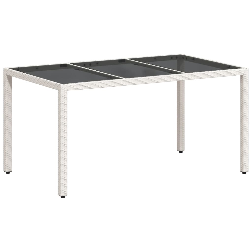 Mesa de jardim com tampo de vidro 150x90x75 cm vime PE branco