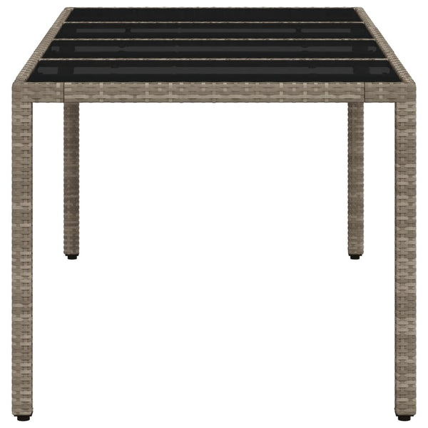 Mesa de jardim c/ tampo vidro 190x90x75 cm vime PE cinza-claro