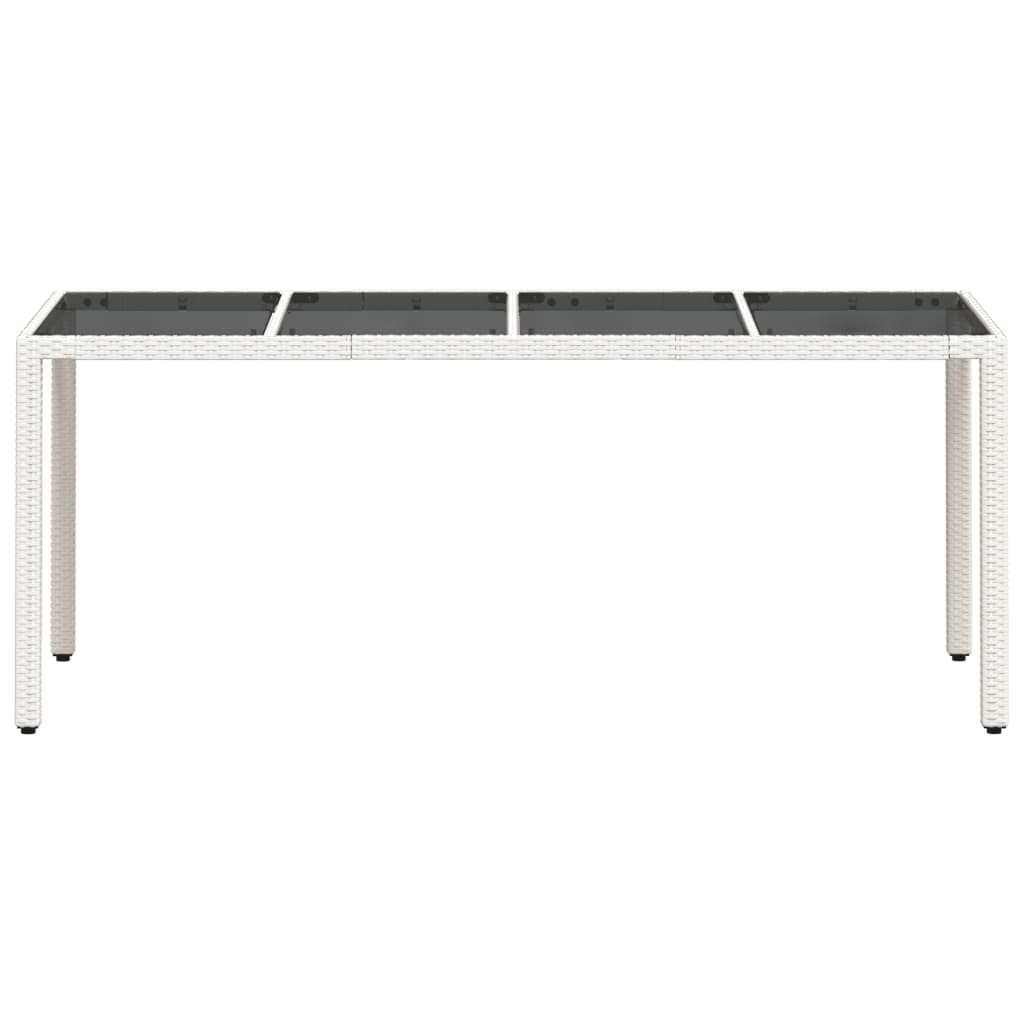 Mesa de jardim com tampo de vidro 190x90x75 cm vime PE branco