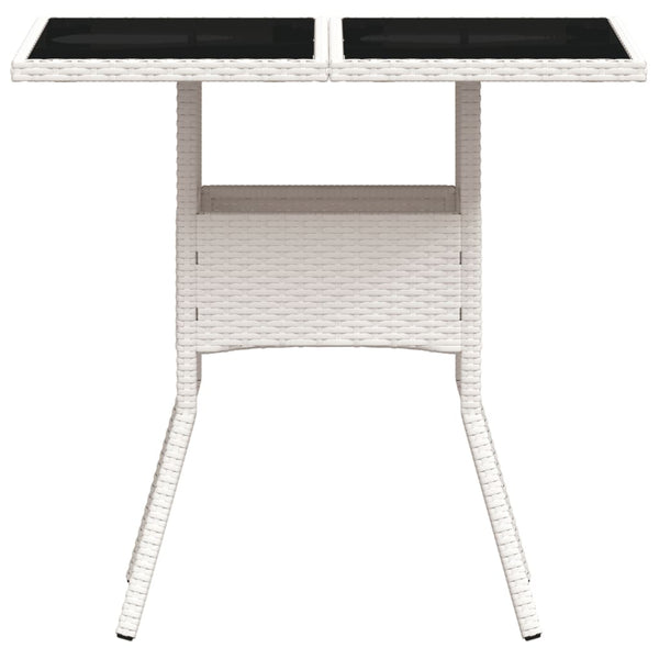 Mesa de jardim com tampo de vidro 80x80x75 cm vime PE branco