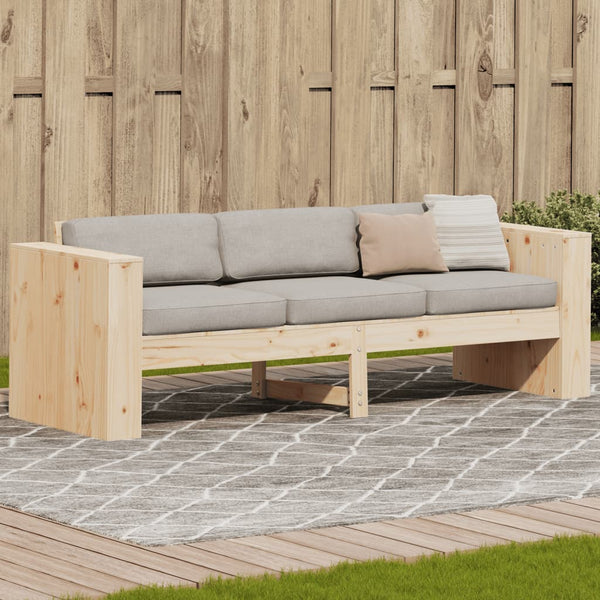 Sofá de 3 lugares para jardim 189x60x62 cm pinho maciço