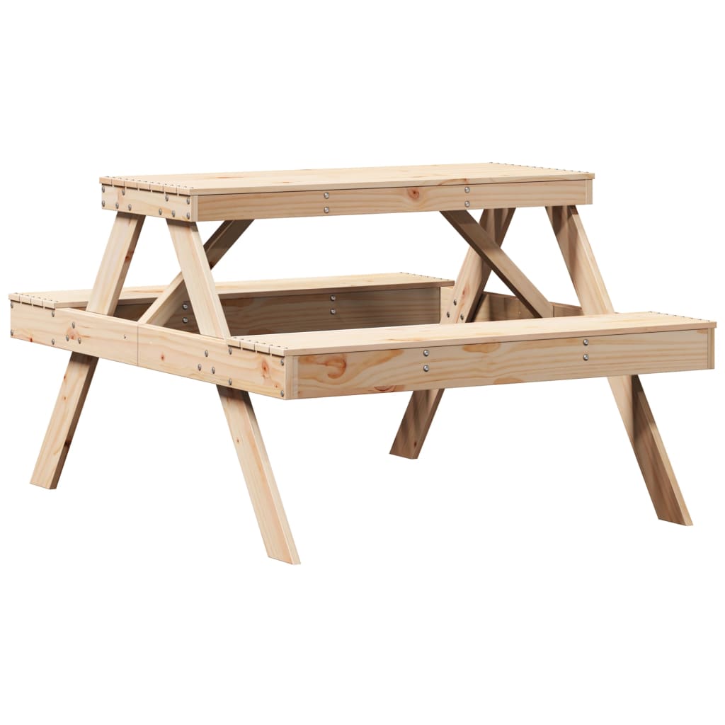 Mesa de piquenique 105x134x75 cm madeira de pinho maciça