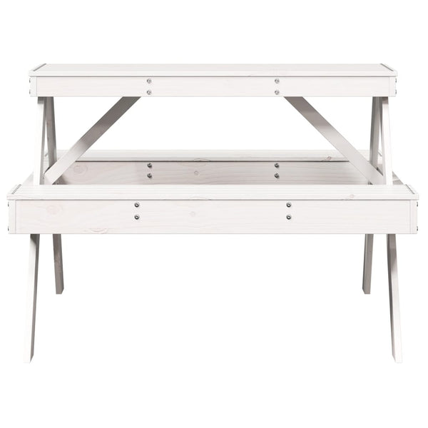 Mesa de piquenique 105x134x75 cm madeira de pinho maciça branco