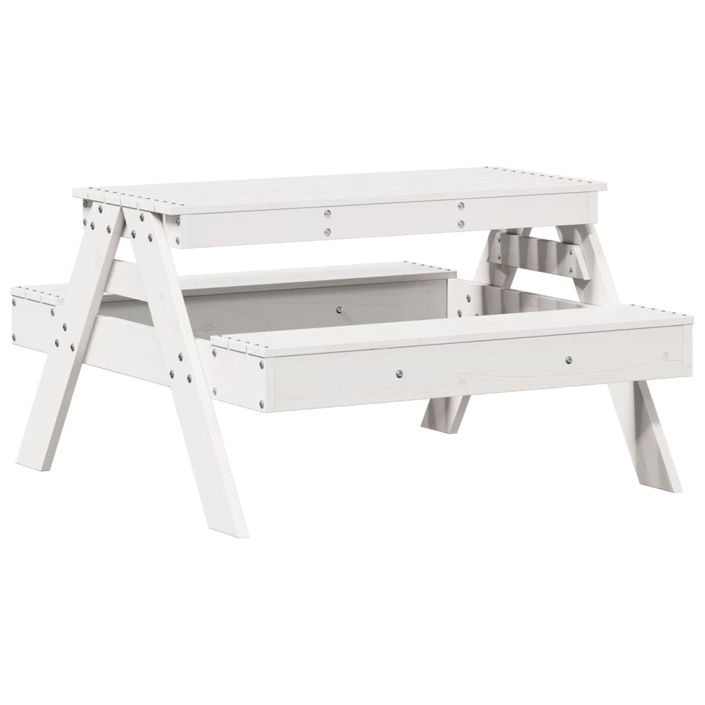 Mesa de piquenique p/ crianças 88x97x52 cm pinho maciço branco