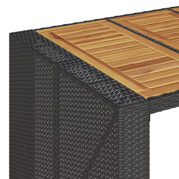 Mesa de jardim com tampo em acácia 105x80x110 cm vime PE preto