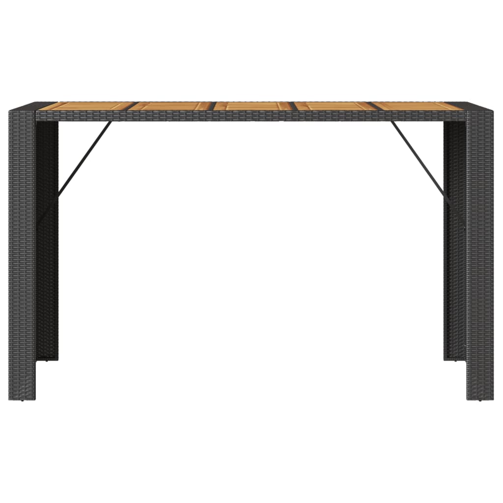 Mesa de jardim com tampo em acácia 185x80x110 cm vime PE preto