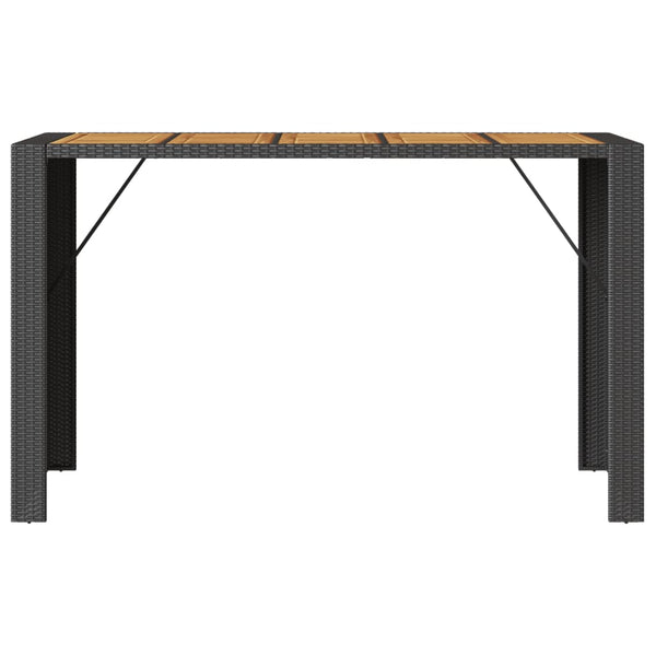 Mesa de jardim com tampo em acácia 185x80x110 cm vime PE preto