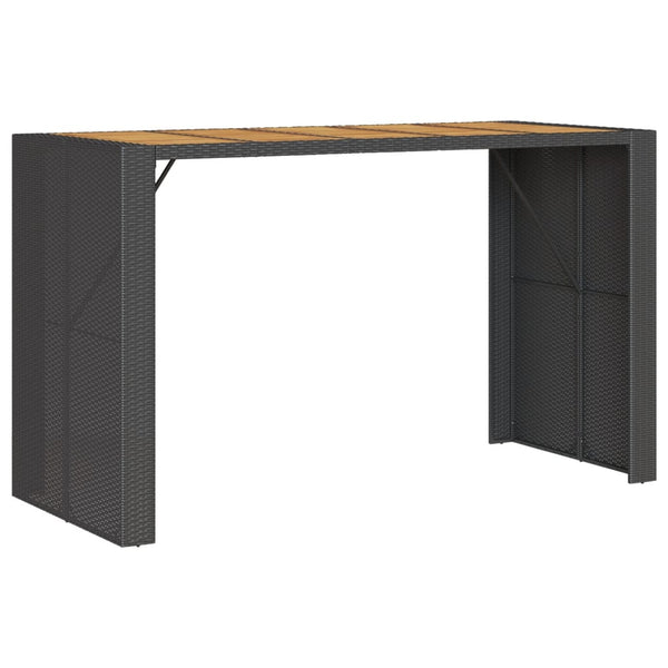 Mesa de jardim com tampo em acácia 185x80x110 cm vime PE preto