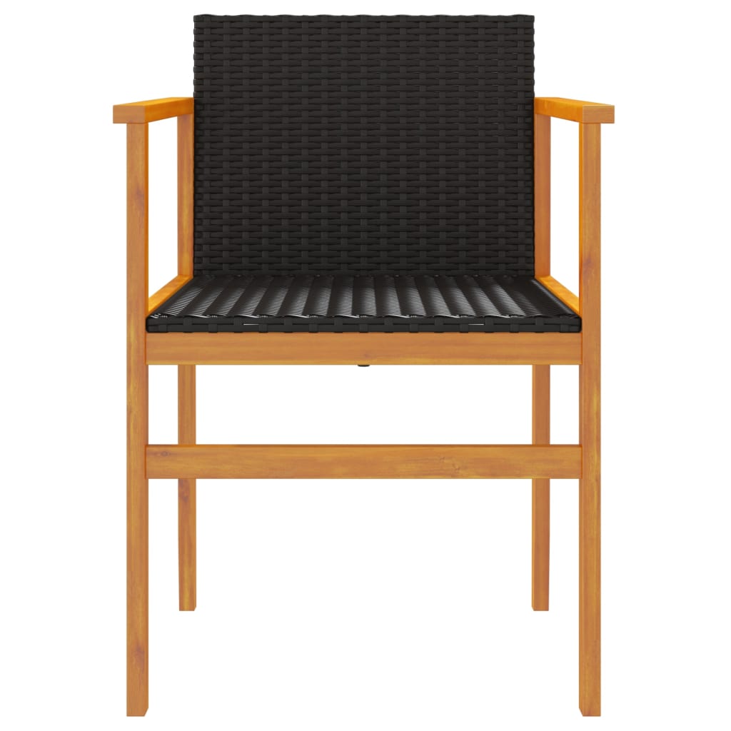 Cadeiras de jardim 2 pcs vime PE/madeira maciça preto