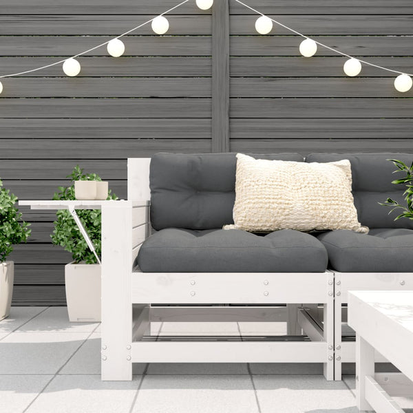 Sofá de jardim c/ apoio braços/mesa apoio pinho maciço branco