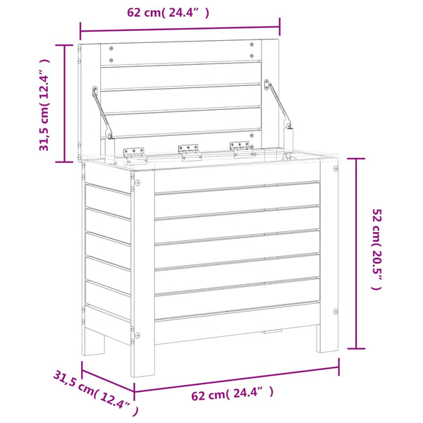 Apoio de pés para jardim 62x31,5x52 cm pinho maciço branco