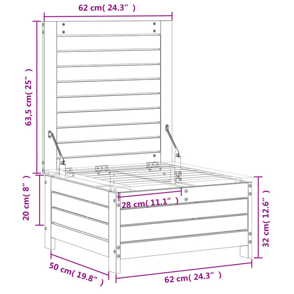 Apoio pés para jardim 62x63,5x32 cm pinho maciço branco