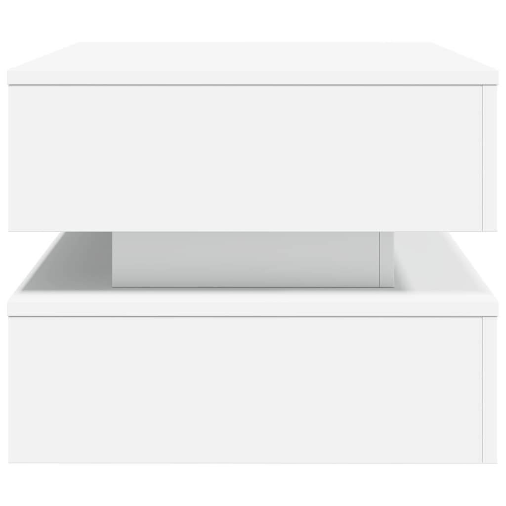 Mesa de centro com luzes LED 90x50x40 cm branco
