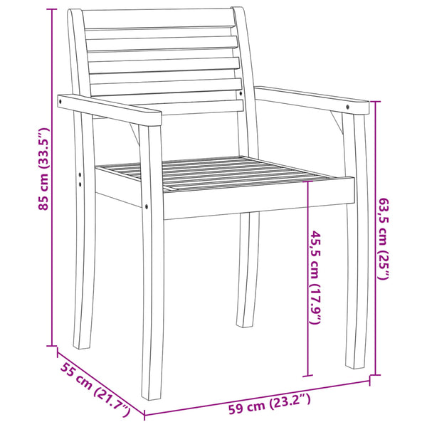 Cadeiras de jardim 2 pcs 59x55x85 cm madeira de acácia maciça