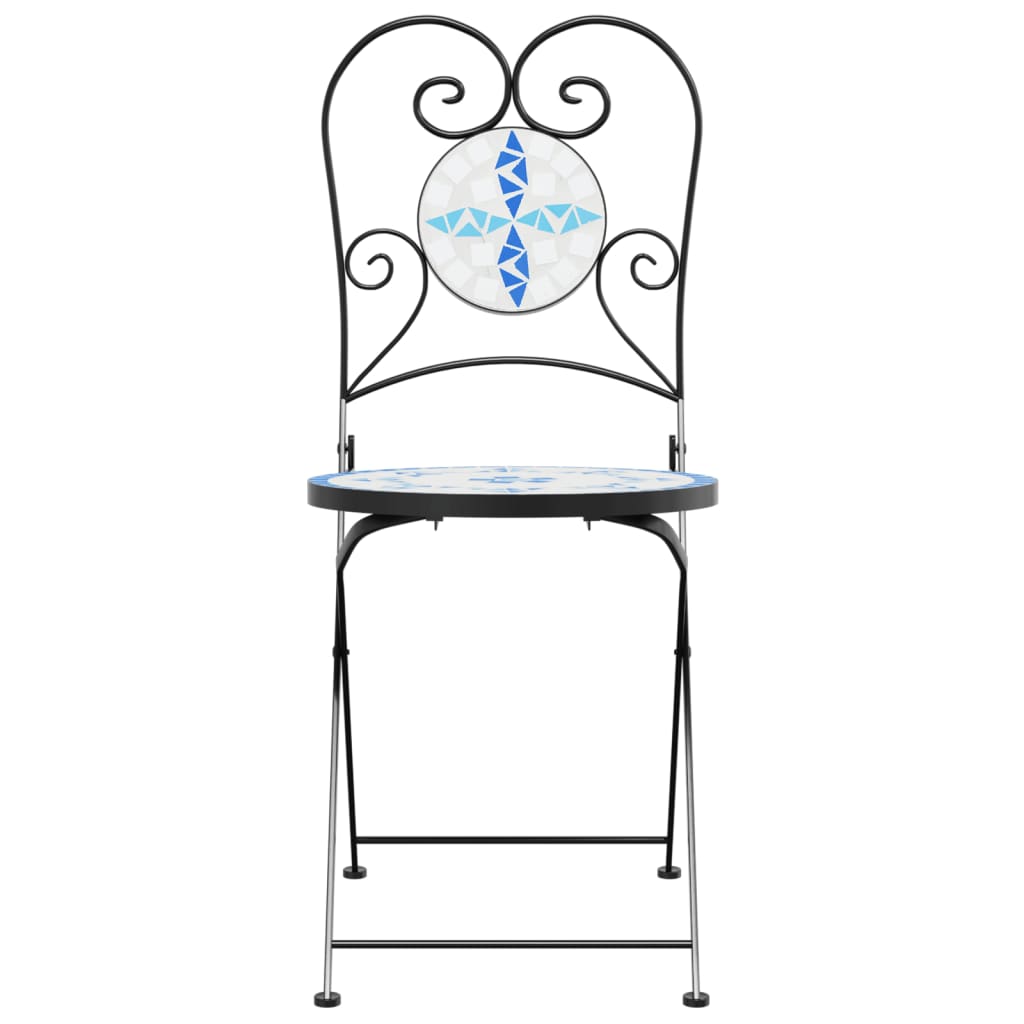 Cadeiras de bistrô dobráveis 2 pcs cerâmica azul e branco