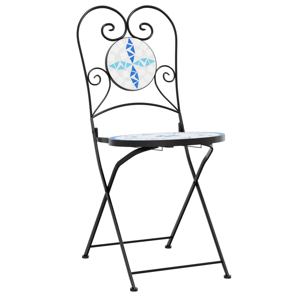 Cadeiras de bistrô dobráveis 2 pcs cerâmica azul e branco