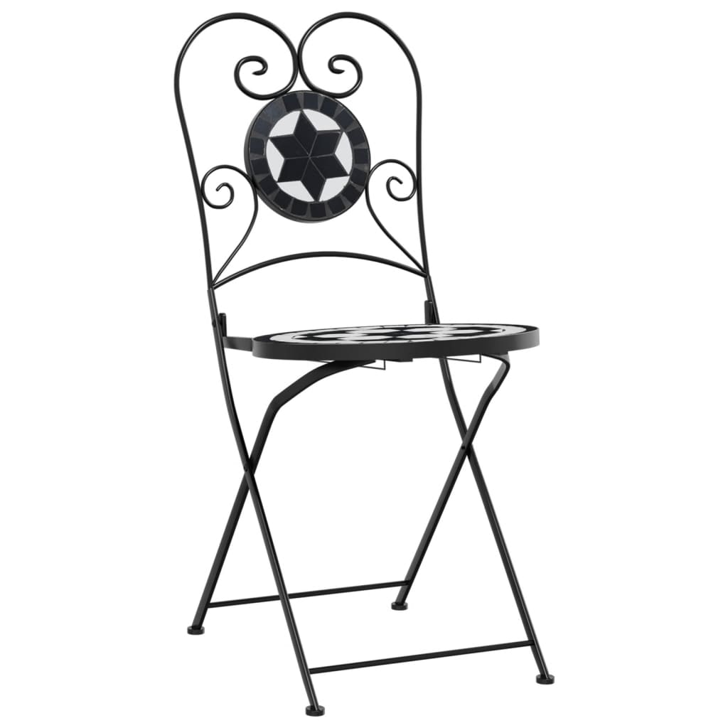 Cadeiras de bistrô dobráveis 2 pcs cerâmica preto e branco