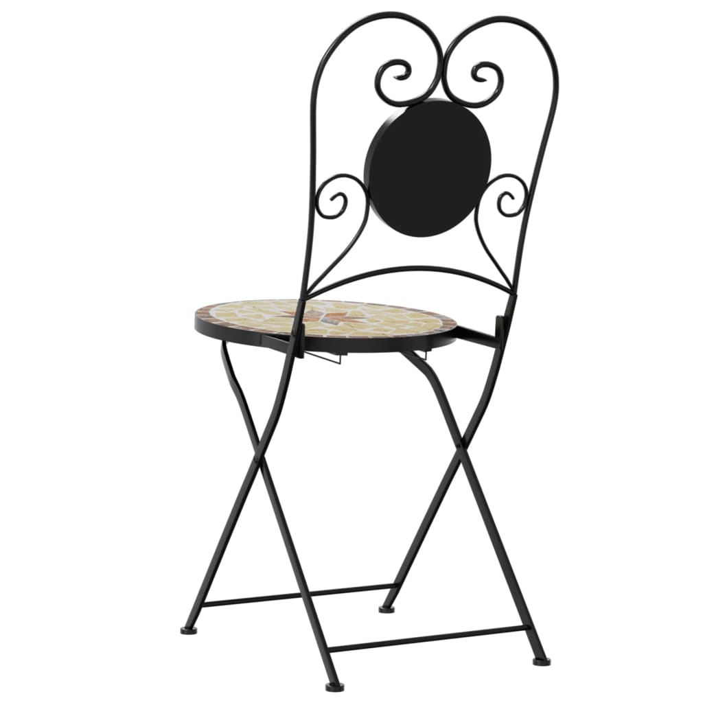 Cadeiras de bistrô dobráveis 2 pcs cerâmica terracotta e branco