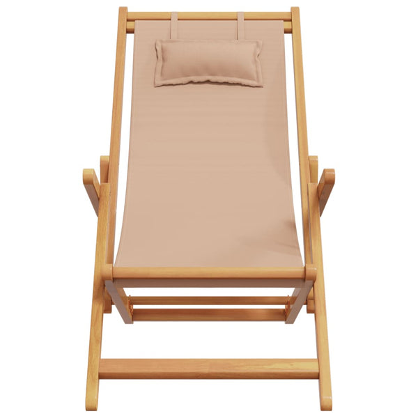 Cadeira praia dobrável mad. eucalipto/tecido cinza-acastanhado