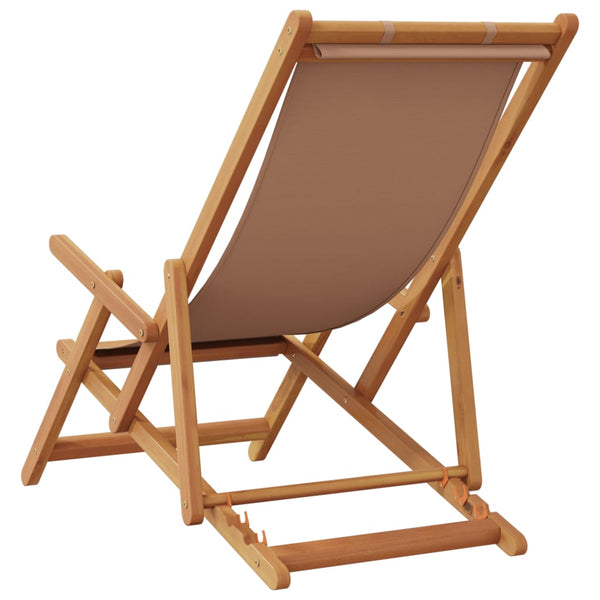 Cadeira praia dobrável mad. eucalipto/tecido cinza-acastanhado