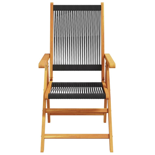 Cadeiras de jardim 2 pcs acácia maciça e polipropileno preto