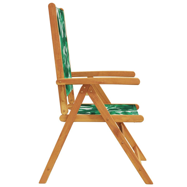 Cadeiras de jardim 2 pcs acácia maciça/tecido padrão de folhas